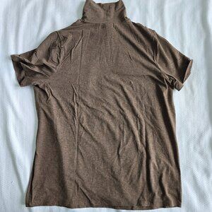 Lauren Ralph Lauren Plus Camel Heather Brown Stretchy Mock Turtleneck Top 1X